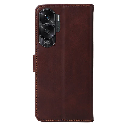 Cell Phone Cover for Honor X50i 5G / 90 Lite 5G Calf Texture Anti-scratch PU Leather Wallet Stand Case with Strap