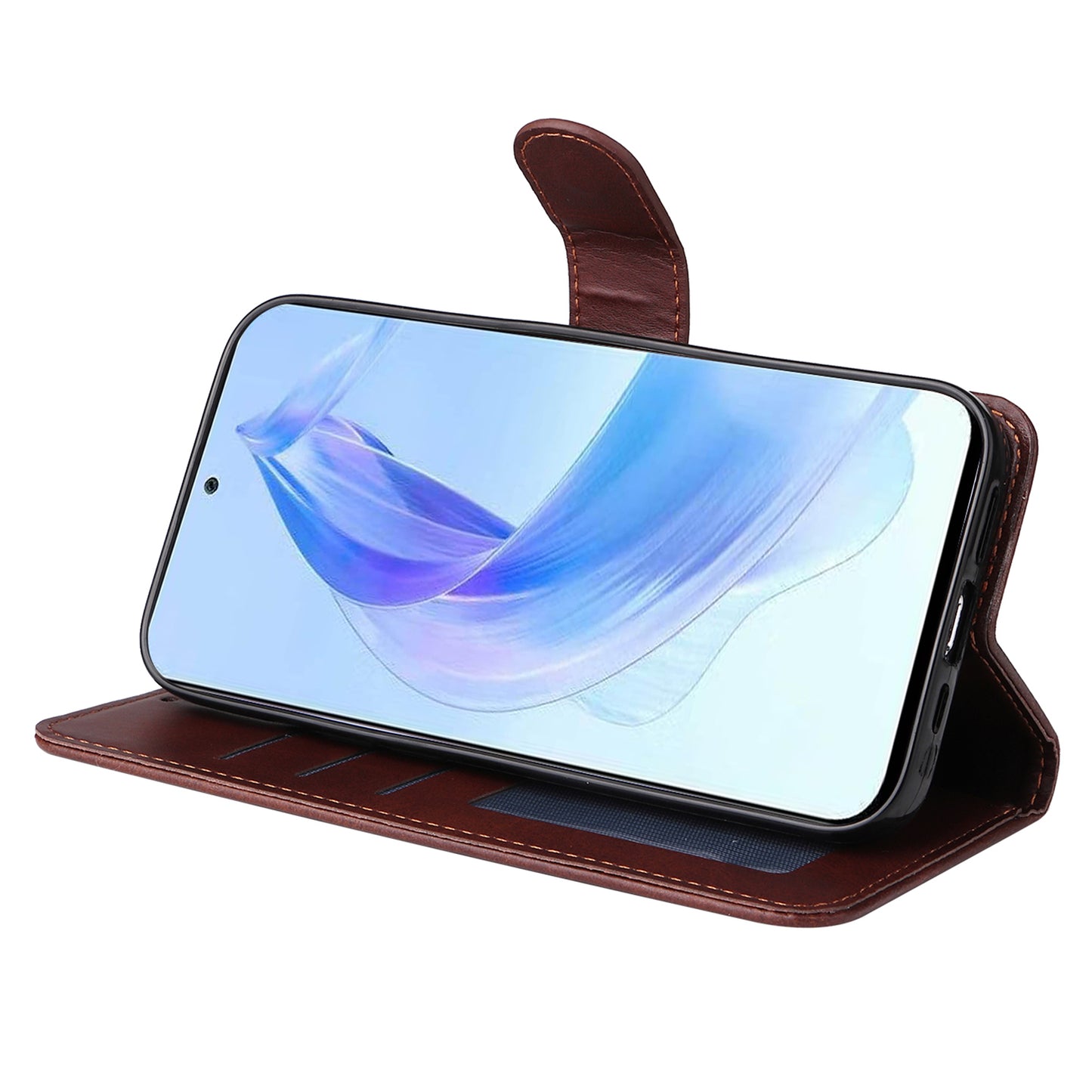 Cell Phone Cover for Honor X50i 5G / 90 Lite 5G Calf Texture Anti-scratch PU Leather Wallet Stand Case with Strap