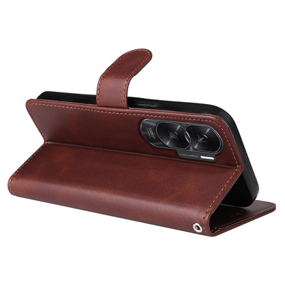 Cell Phone Cover for Honor X50i 5G / 90 Lite 5G Calf Texture Anti-scratch PU Leather Wallet Stand Case with Strap