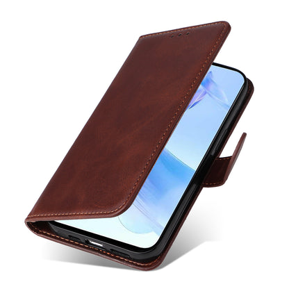 Cell Phone Cover for Honor X50i 5G / 90 Lite 5G Calf Texture Anti-scratch PU Leather Wallet Stand Case with Strap