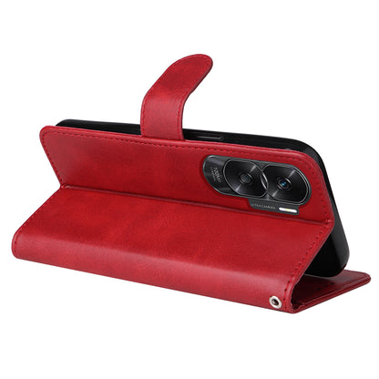 Cell Phone Cover for Honor X50i 5G / 90 Lite 5G Calf Texture Anti-scratch PU Leather Wallet Stand Case with Strap