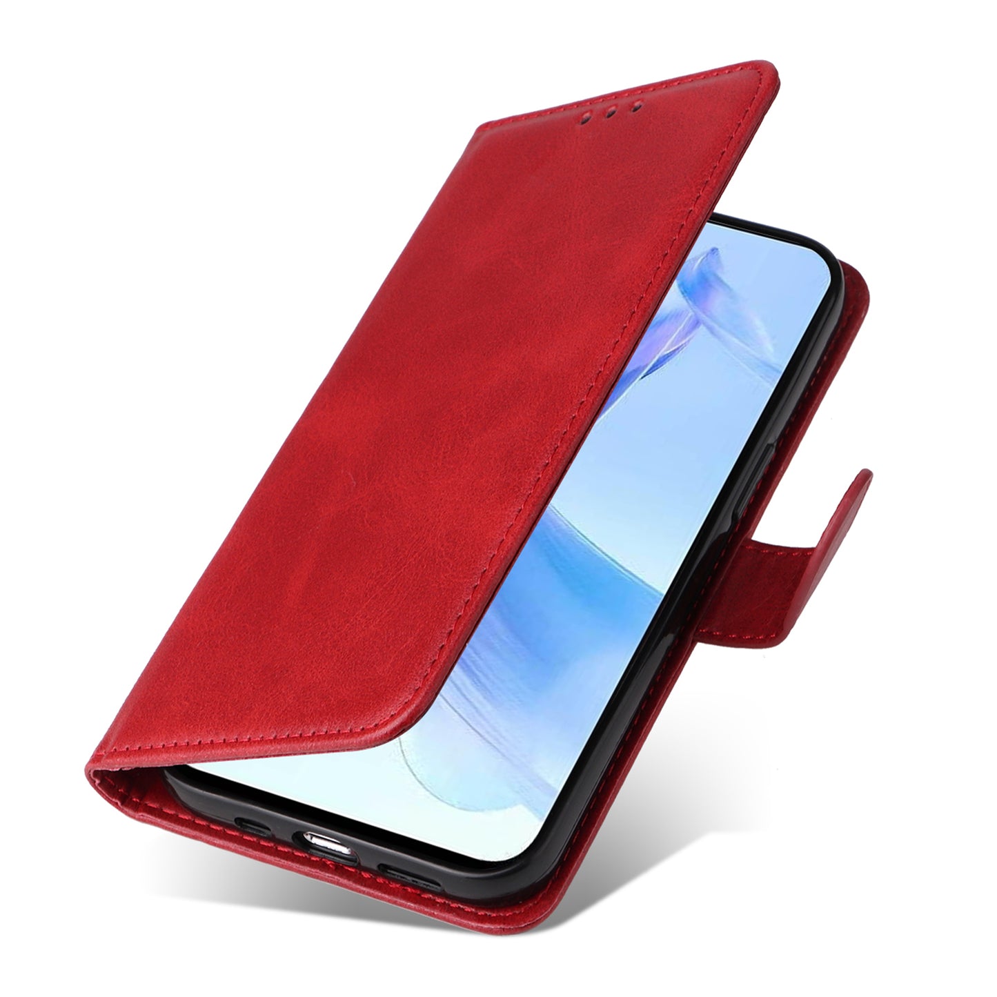 Cell Phone Cover for Honor X50i 5G / 90 Lite 5G Calf Texture Anti-scratch PU Leather Wallet Stand Case with Strap