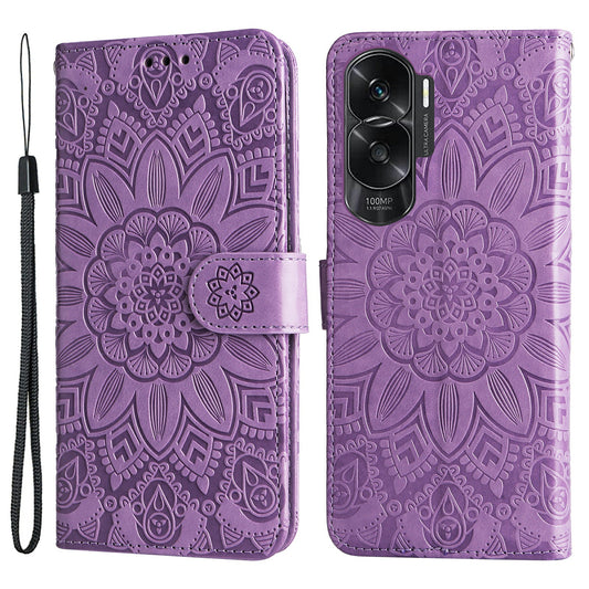 For Honor X50i 5G / 90 Lite 5G Anti-Scratch Wallet Case Sunflower Imprinted Phone Flip Stand PU Leather Cover