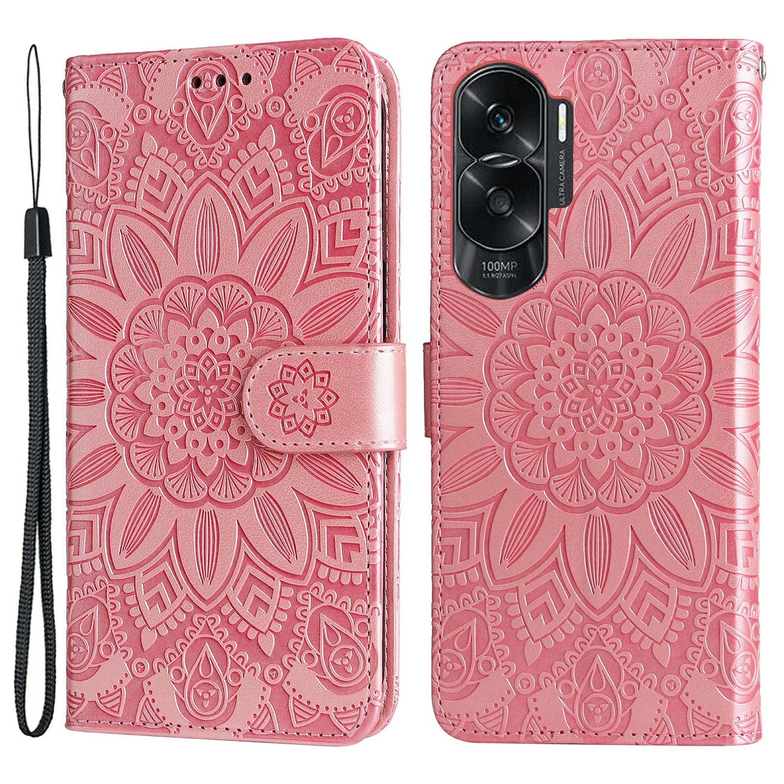 For Honor X50i 5G / 90 Lite 5G Anti-Scratch Wallet Case Sunflower Imprinted Phone Flip Stand PU Leather Cover
