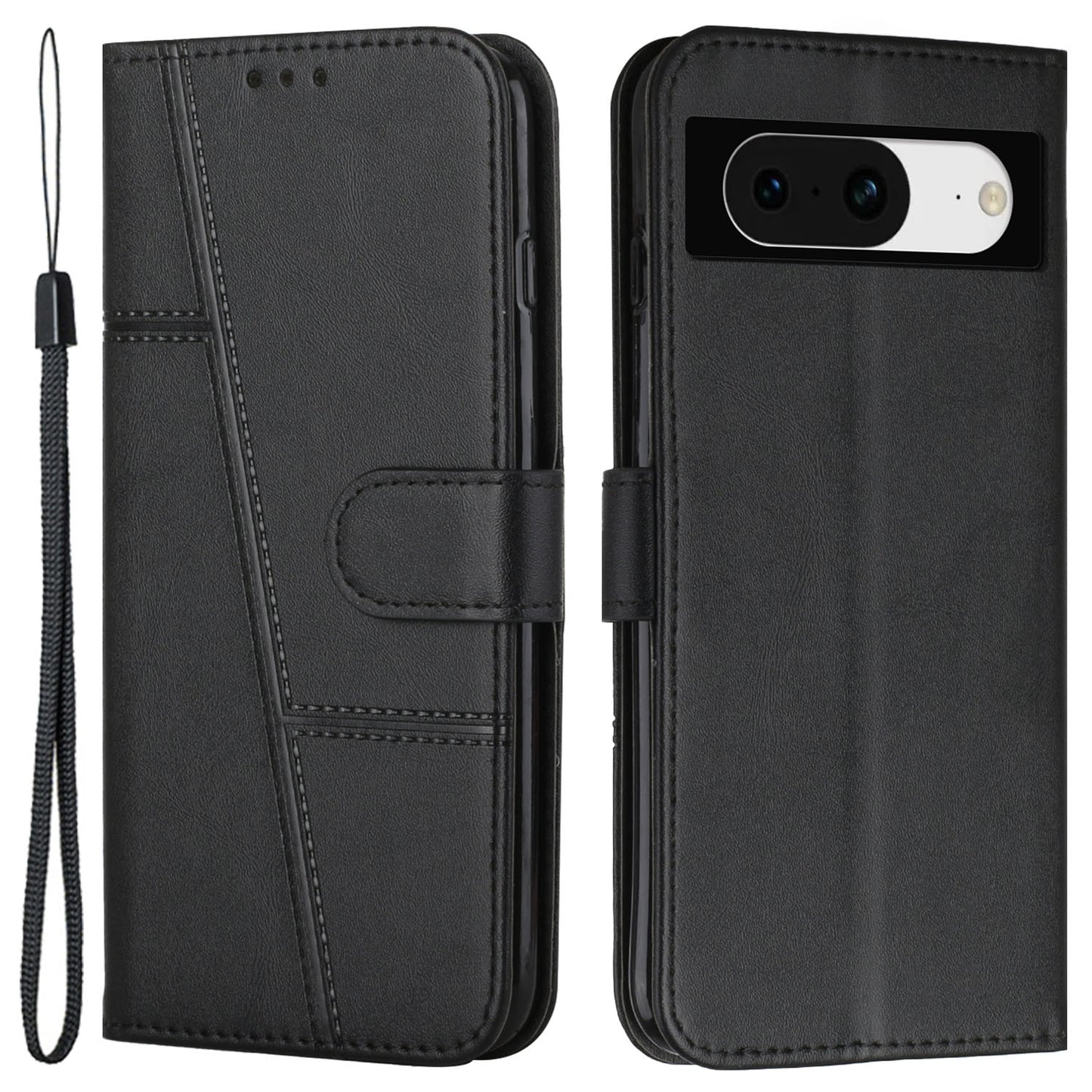 For Google Pixel 8 Wallet Stand Folio Flip Phone Case PU Leather Cell Phone Drop-proof Cover