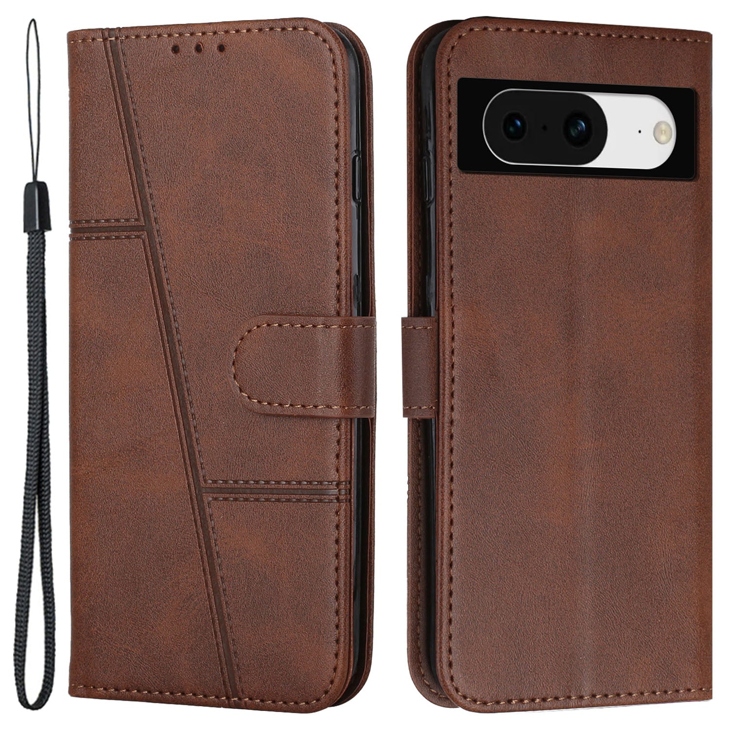 For Google Pixel 8 Wallet Stand Folio Flip Phone Case PU Leather Cell Phone Drop-proof Cover