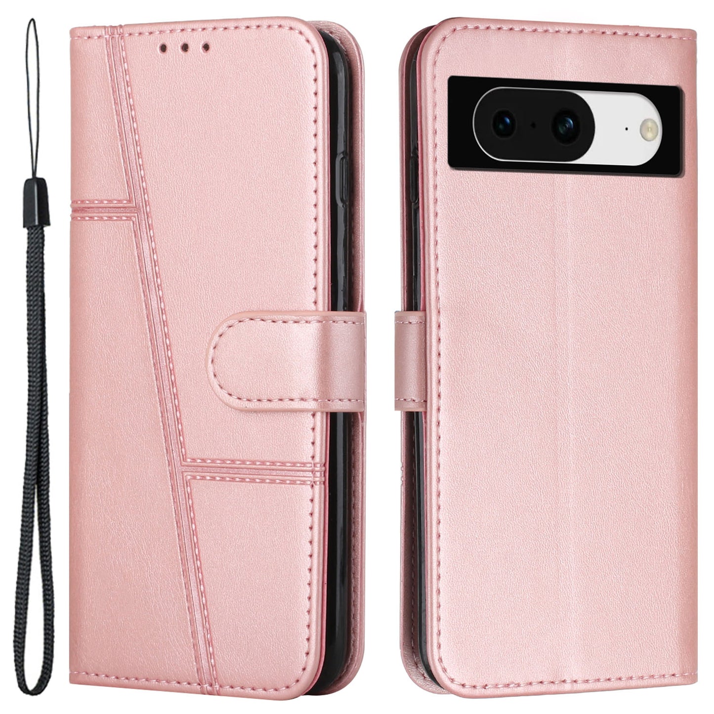 For Google Pixel 8 Wallet Stand Folio Flip Phone Case PU Leather Cell Phone Drop-proof Cover