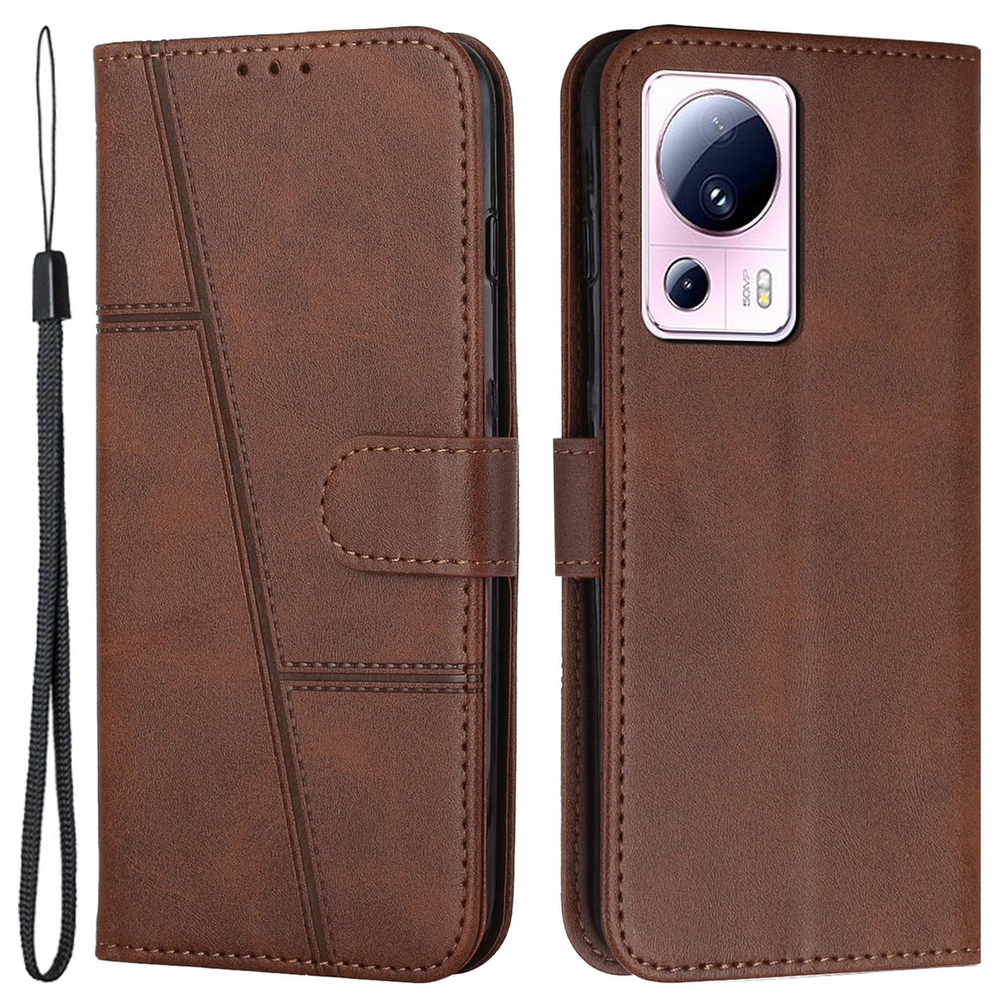 Wallet Stand Case for Xiaomi 13 Lite / Civi 2 5G Magnetic Clasp PU Leather Cell Phone Drop-proof Cover