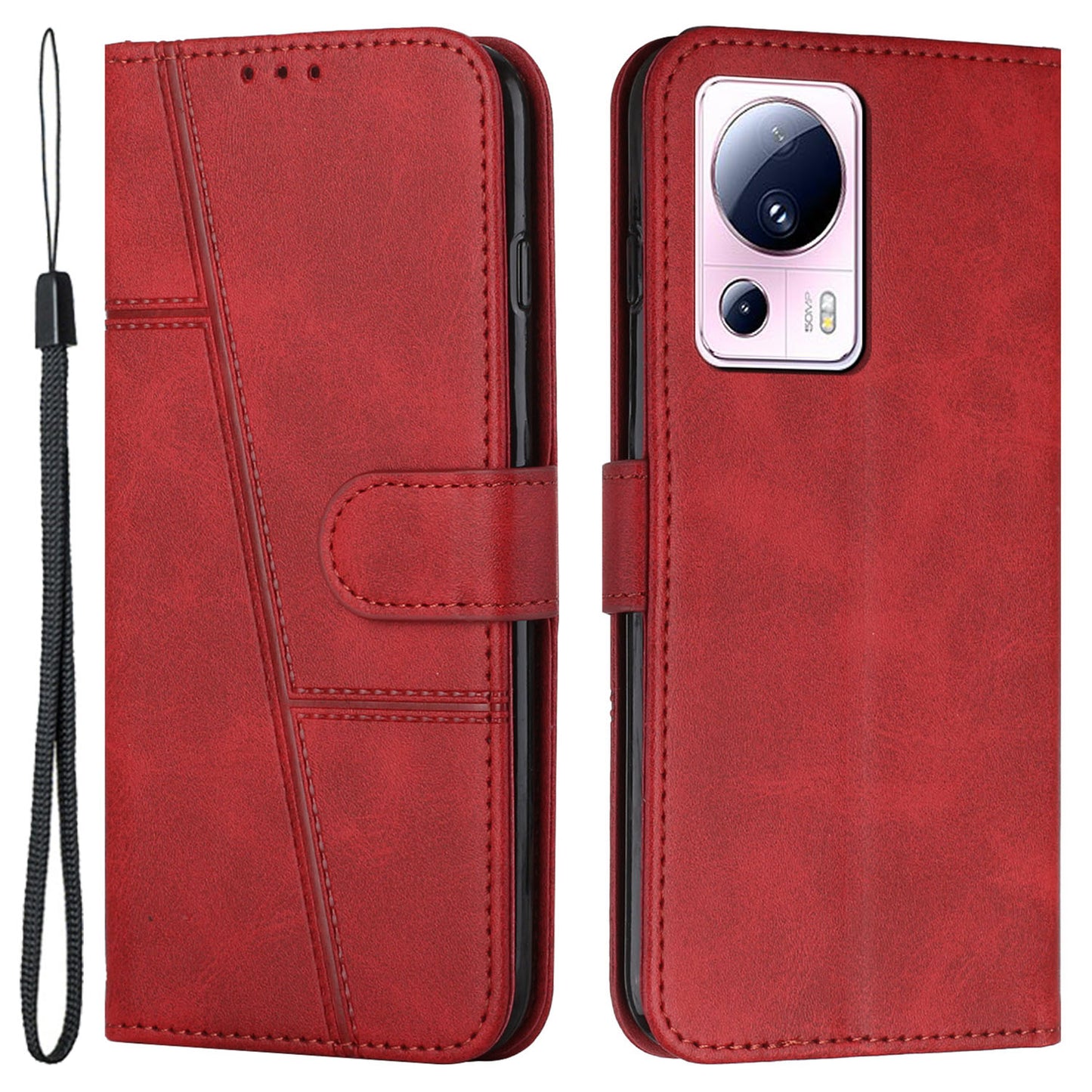 Wallet Stand Case for Xiaomi 13 Lite / Civi 2 5G Magnetic Clasp PU Leather Cell Phone Drop-proof Cover