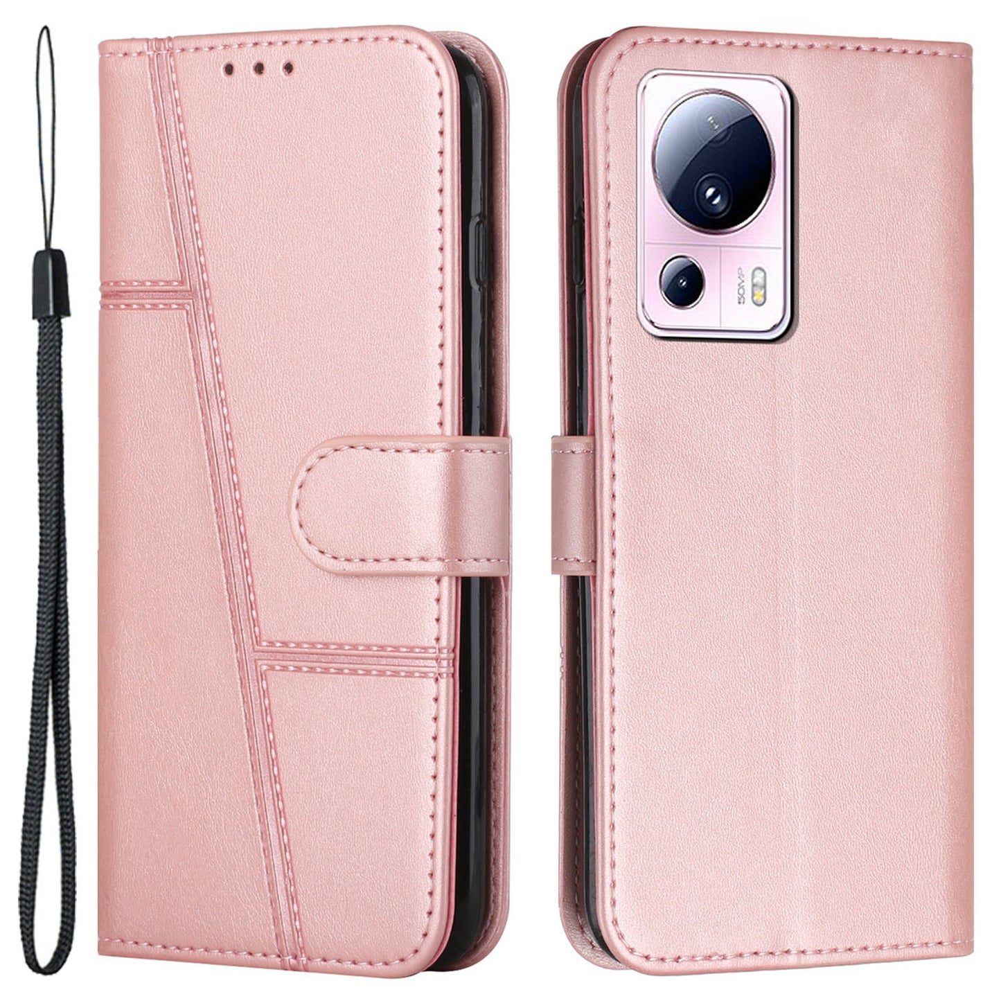 Wallet Stand Case for Xiaomi 13 Lite / Civi 2 5G Magnetic Clasp PU Leather Cell Phone Drop-proof Cover