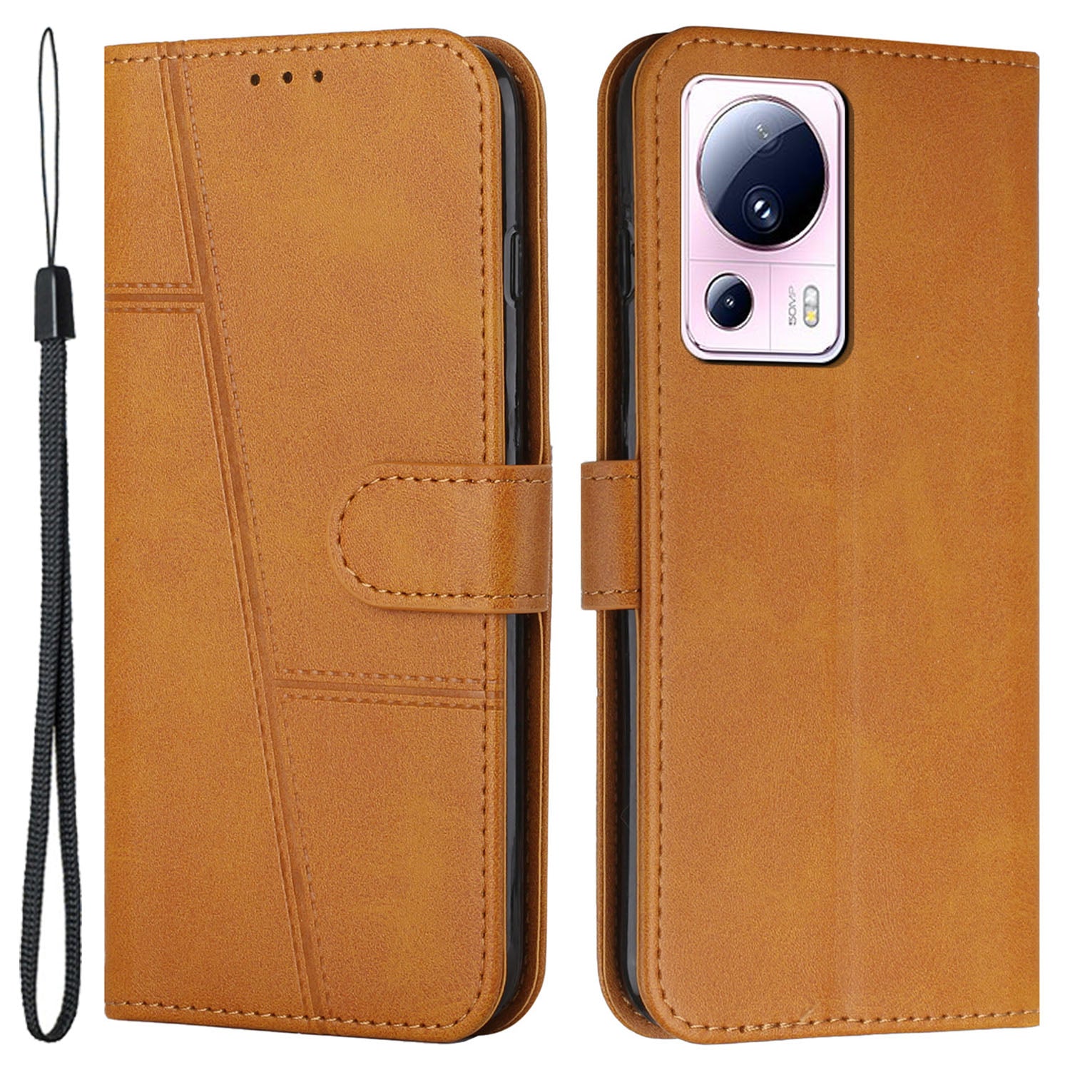 Wallet Stand Case for Xiaomi 13 Lite / Civi 2 5G Magnetic Clasp PU Leather Cell Phone Drop-proof Cover