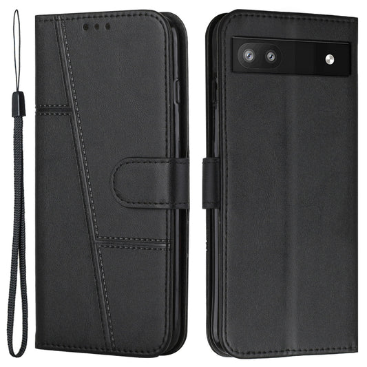 PU Leather Case for Google Pixel 7a Magnetic Clasp Cell Phone Drop-proof Wallet Stand Cover