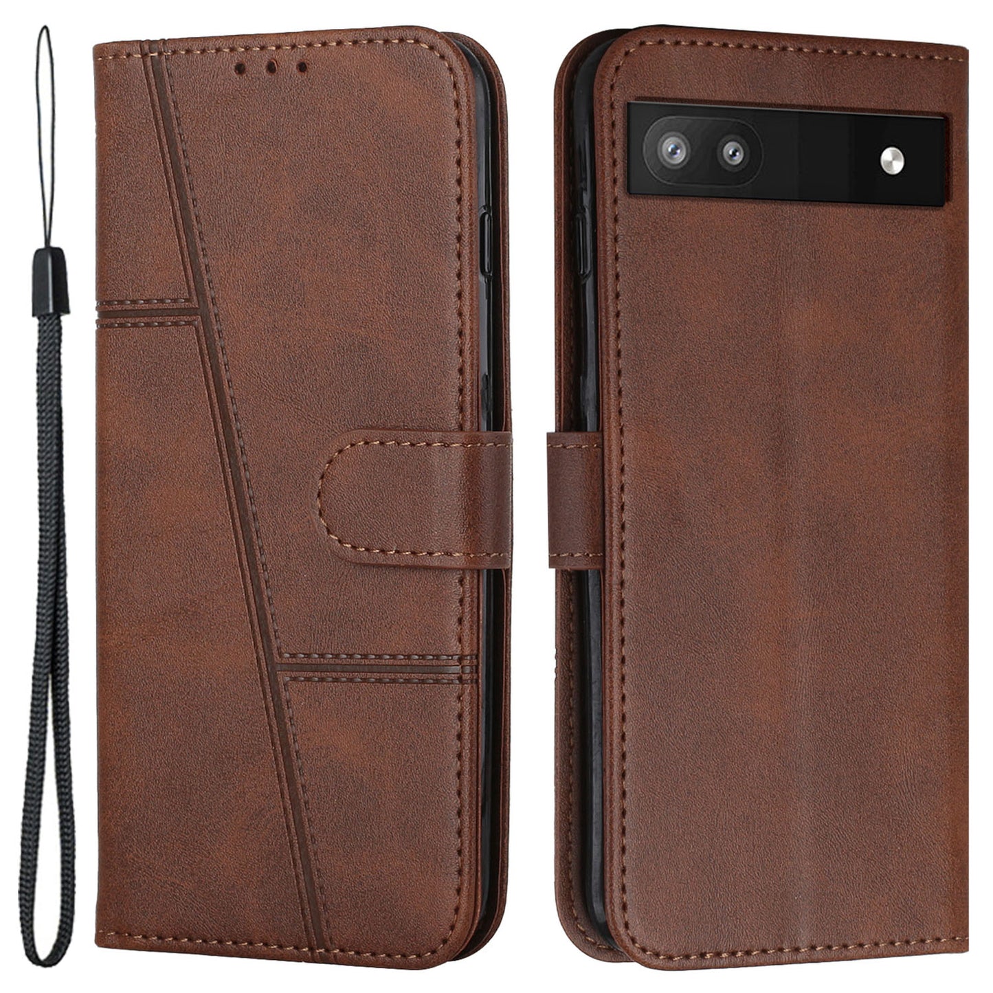 PU Leather Case for Google Pixel 7a Magnetic Clasp Cell Phone Drop-proof Wallet Stand Cover