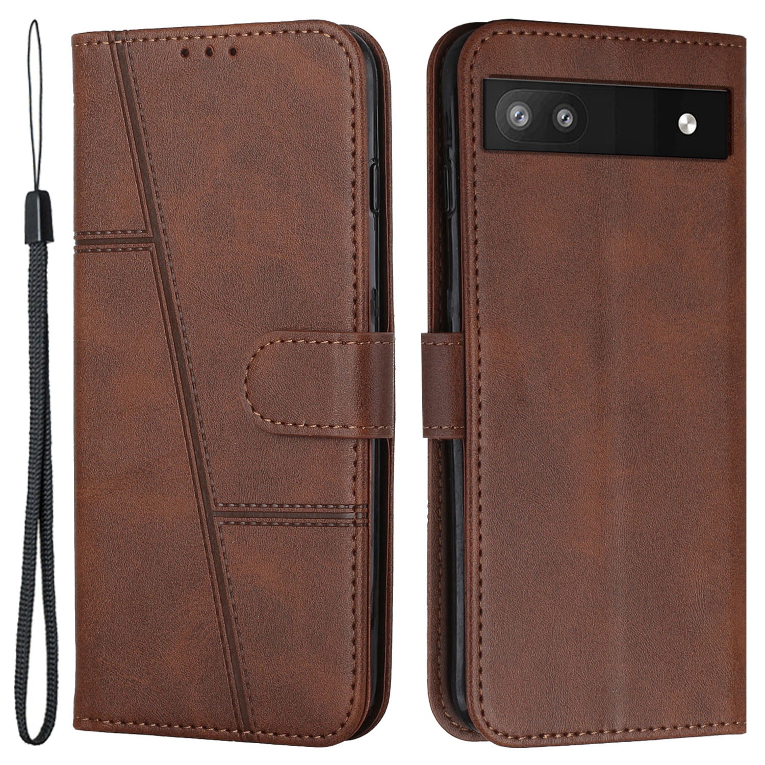 PU Leather Case for Google Pixel 7a Magnetic Clasp Cell Phone Drop-proof Wallet Stand Cover