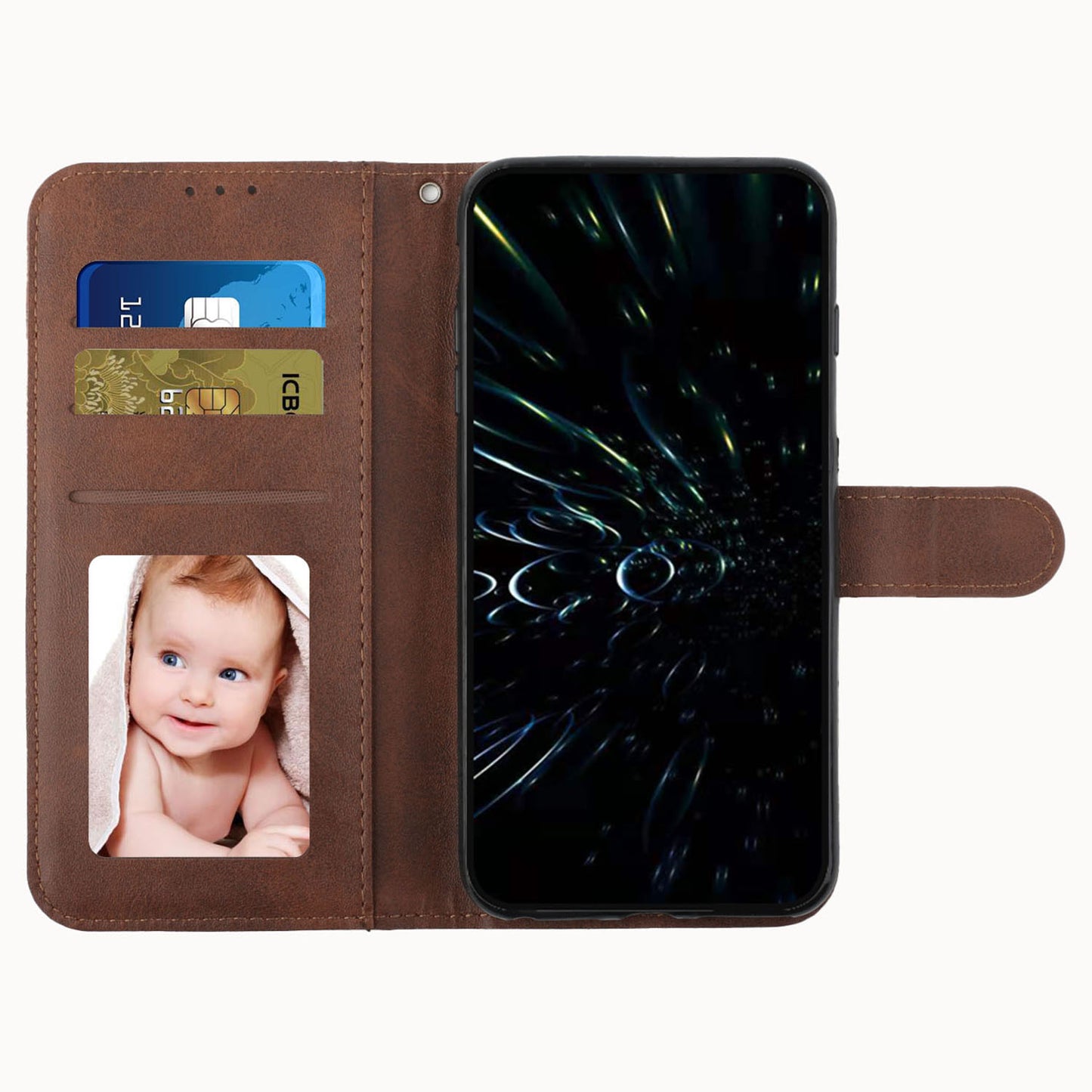 PU Leather Case for Google Pixel 7a Magnetic Clasp Cell Phone Drop-proof Wallet Stand Cover