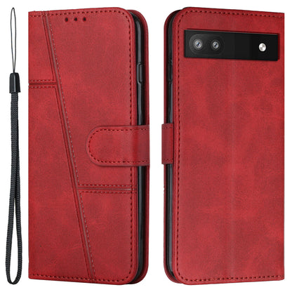 PU Leather Case for Google Pixel 7a Magnetic Clasp Cell Phone Drop-proof Wallet Stand Cover