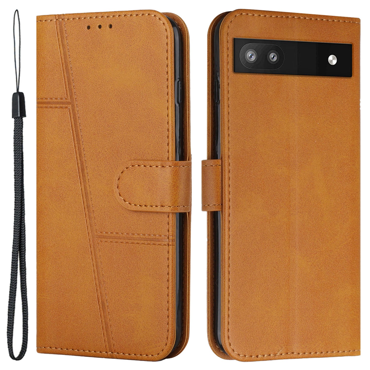 PU Leather Case for Google Pixel 7a Magnetic Clasp Cell Phone Drop-proof Wallet Stand Cover