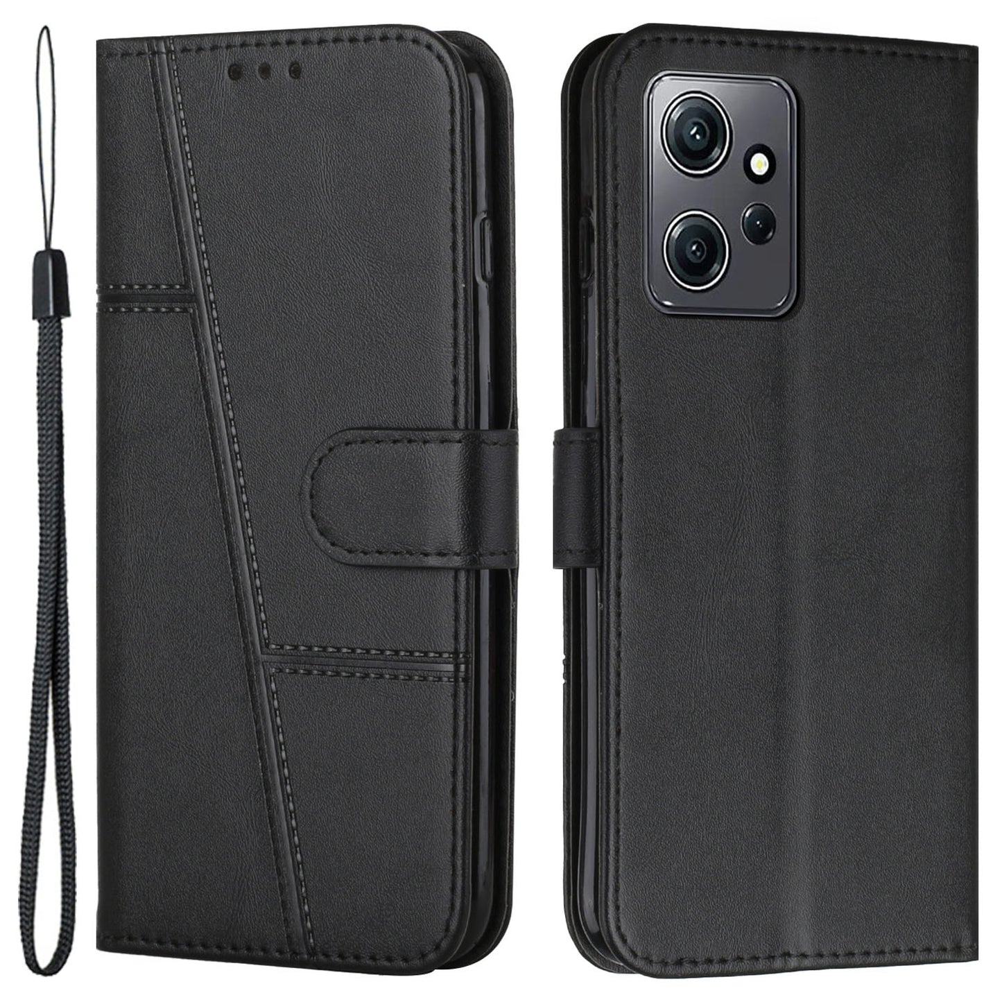 PU Leather Case for Xiaomi Redmi Note 12 4G Cell Phone Drop-proof Wallet Foldable Stand Cover