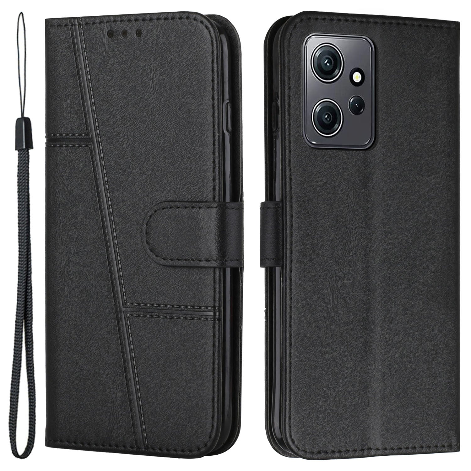 PU Leather Case for Xiaomi Redmi Note 12 4G Cell Phone Drop-proof Wallet Foldable Stand Cover