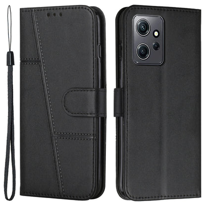 PU Leather Case for Xiaomi Redmi Note 12 4G Cell Phone Drop-proof Wallet Foldable Stand Cover