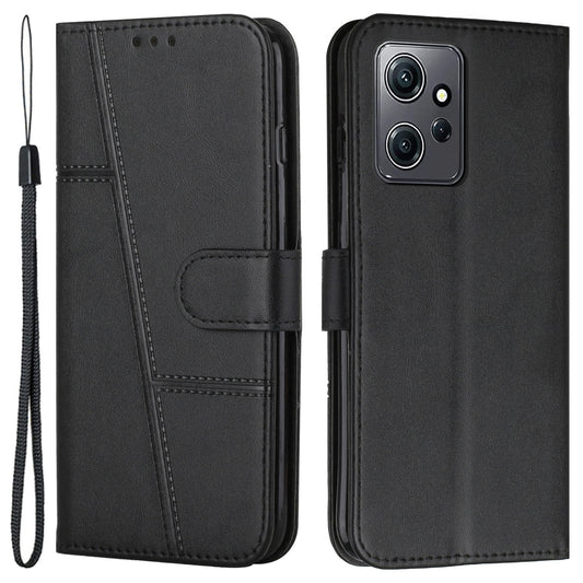 PU Leather Case for Xiaomi Redmi Note 12 4G Cell Phone Drop-proof Wallet Foldable Stand Cover