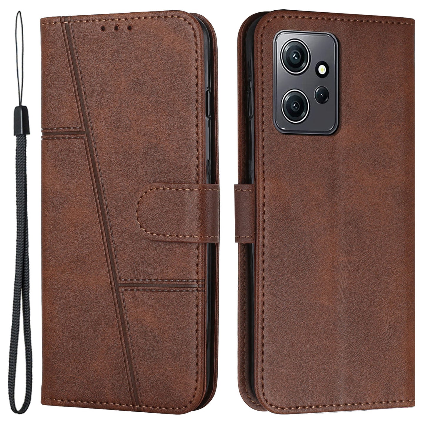 PU Leather Case for Xiaomi Redmi Note 12 4G Cell Phone Drop-proof Wallet Foldable Stand Cover