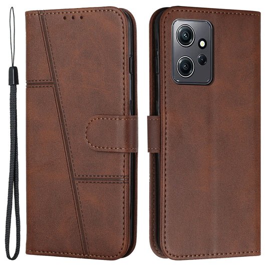 PU Leather Case for Xiaomi Redmi Note 12 4G Cell Phone Drop-proof Wallet Foldable Stand Cover