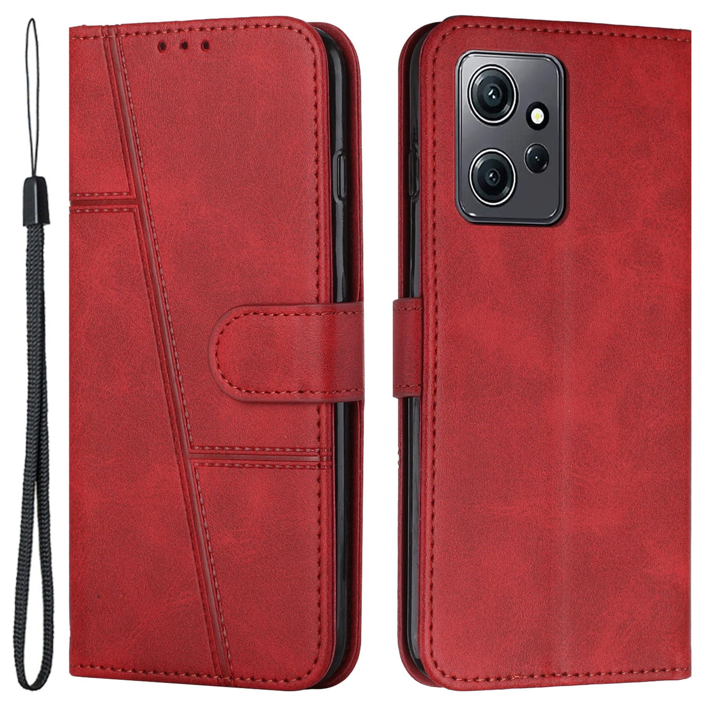 PU Leather Case for Xiaomi Redmi Note 12 4G Cell Phone Drop-proof Wallet Foldable Stand Cover
