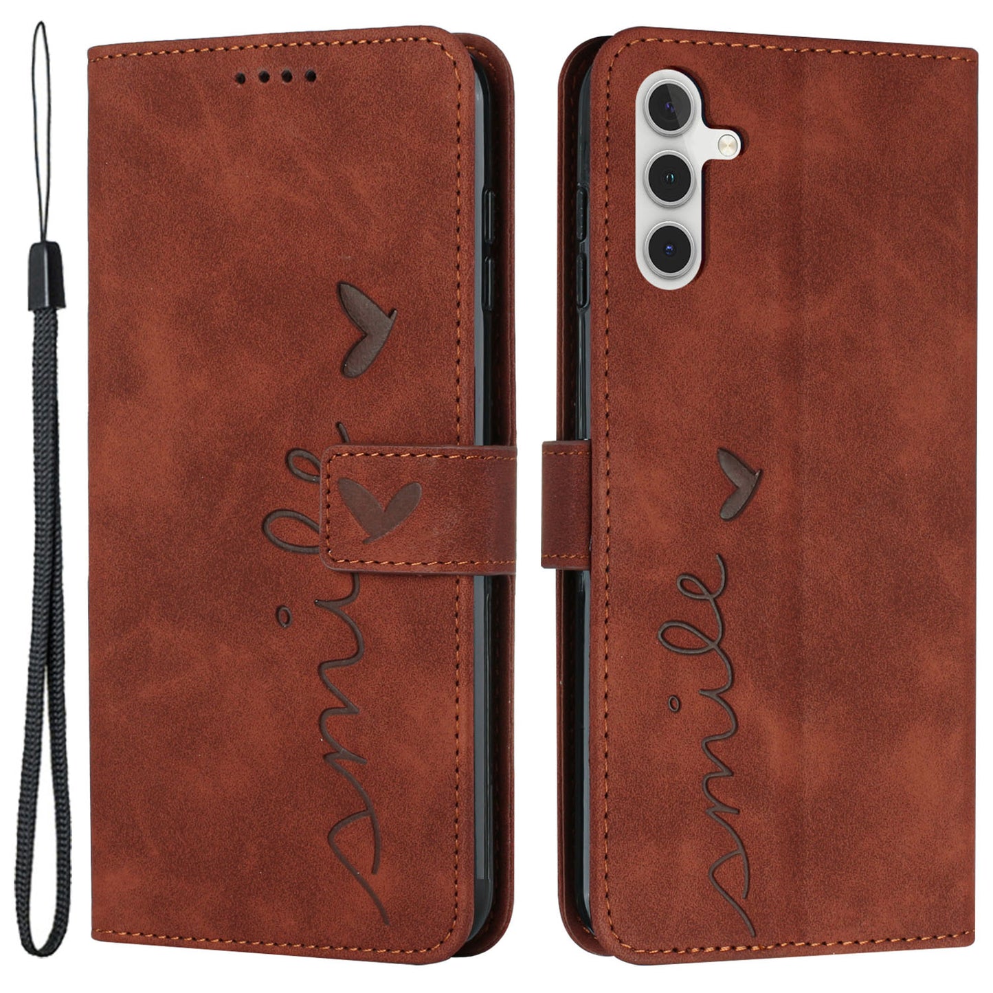 Flip Shell for Samsung Galaxy A24 4G Imprinted Heart Shape Wallet PU Leather Phone Stand Case