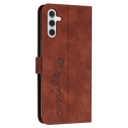 Flip Shell for Samsung Galaxy A24 4G Imprinted Heart Shape Wallet PU Leather Phone Stand Case