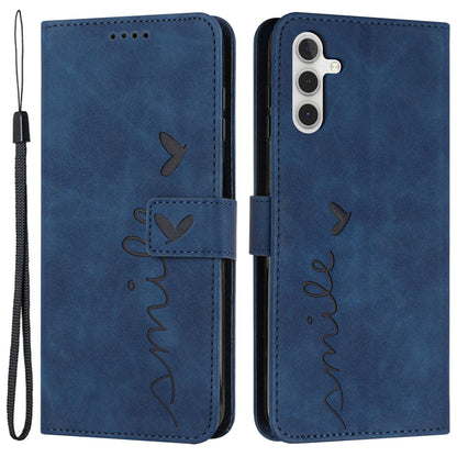 Flip Shell for Samsung Galaxy A24 4G Imprinted Heart Shape Wallet PU Leather Phone Stand Case