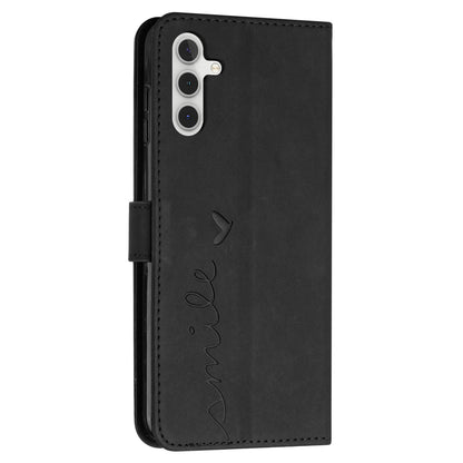 Flip Shell for Samsung Galaxy A24 4G Imprinted Heart Shape Wallet PU Leather Phone Stand Case