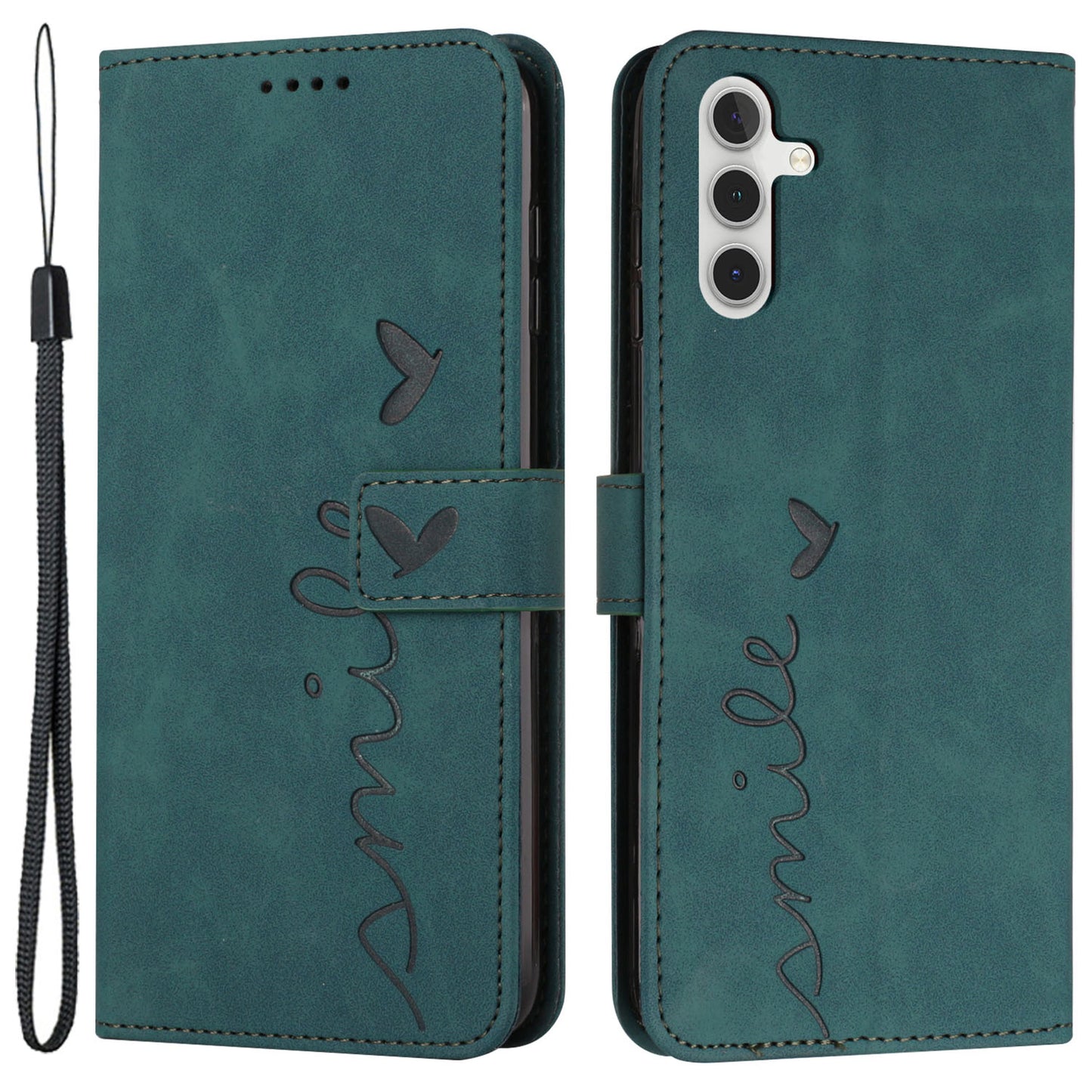 Flip Shell for Samsung Galaxy A24 4G Imprinted Heart Shape Wallet PU Leather Phone Stand Case