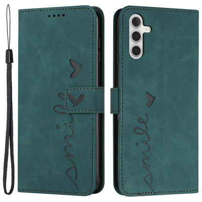 Flip Shell for Samsung Galaxy A24 4G Imprinted Heart Shape Wallet PU Leather Phone Stand Case