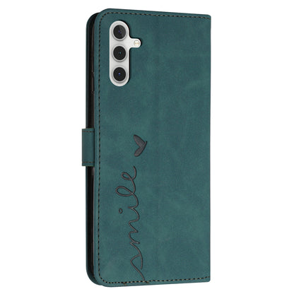 Flip Shell for Samsung Galaxy A24 4G Imprinted Heart Shape Wallet PU Leather Phone Stand Case