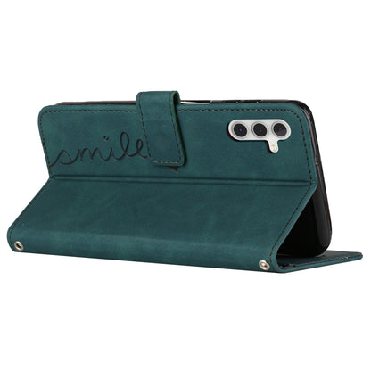 Flip Shell for Samsung Galaxy A24 4G Imprinted Heart Shape Wallet PU Leather Phone Stand Case