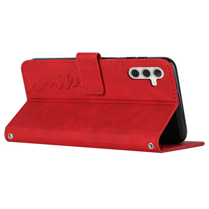 Flip Shell for Samsung Galaxy A24 4G Imprinted Heart Shape Wallet PU Leather Phone Stand Case