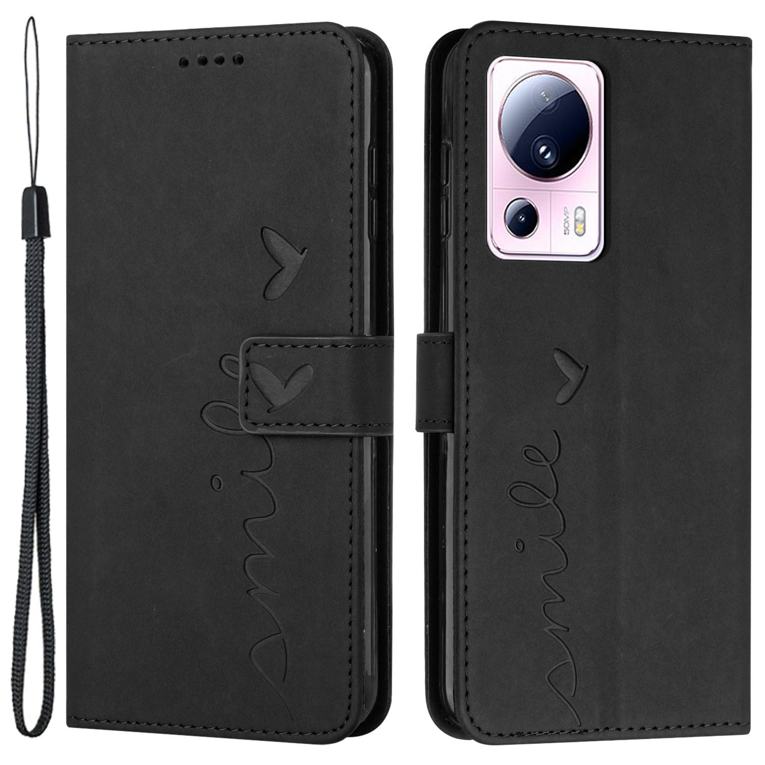 For Xiaomi Civi 2 5G / 13 Lite Flip Shell Imprinted Heart Shape PU Leather Phone Wallet Case with Stand