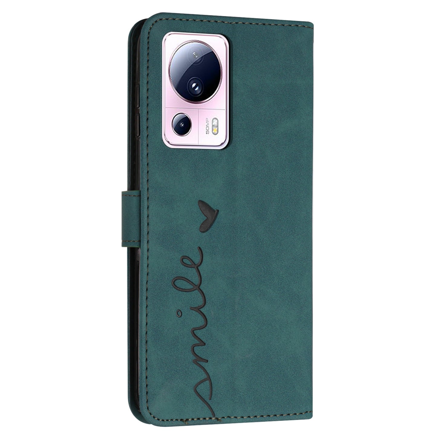 For Xiaomi Civi 2 5G / 13 Lite Flip Shell Imprinted Heart Shape PU Leather Phone Wallet Case with Stand