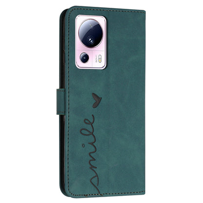 For Xiaomi Civi 2 5G / 13 Lite Flip Shell Imprinted Heart Shape PU Leather Phone Wallet Case with Stand