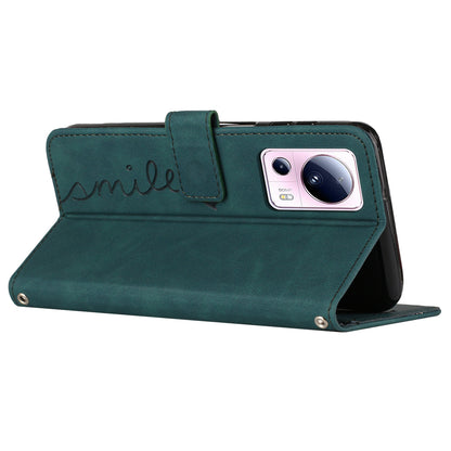 For Xiaomi Civi 2 5G / 13 Lite Flip Shell Imprinted Heart Shape PU Leather Phone Wallet Case with Stand