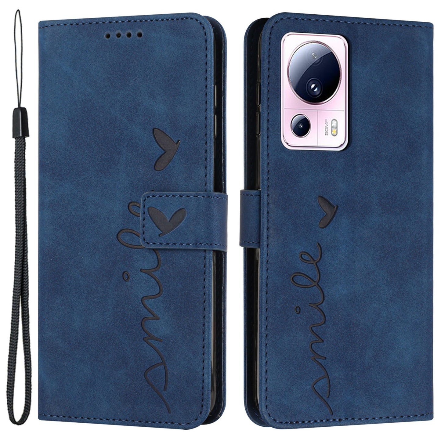 For Xiaomi Civi 2 5G / 13 Lite Flip Shell Imprinted Heart Shape PU Leather Phone Wallet Case with Stand