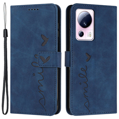 For Xiaomi Civi 2 5G / 13 Lite Flip Shell Imprinted Heart Shape PU Leather Phone Wallet Case with Stand