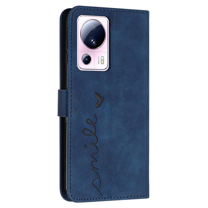 For Xiaomi Civi 2 5G / 13 Lite Flip Shell Imprinted Heart Shape PU Leather Phone Wallet Case with Stand