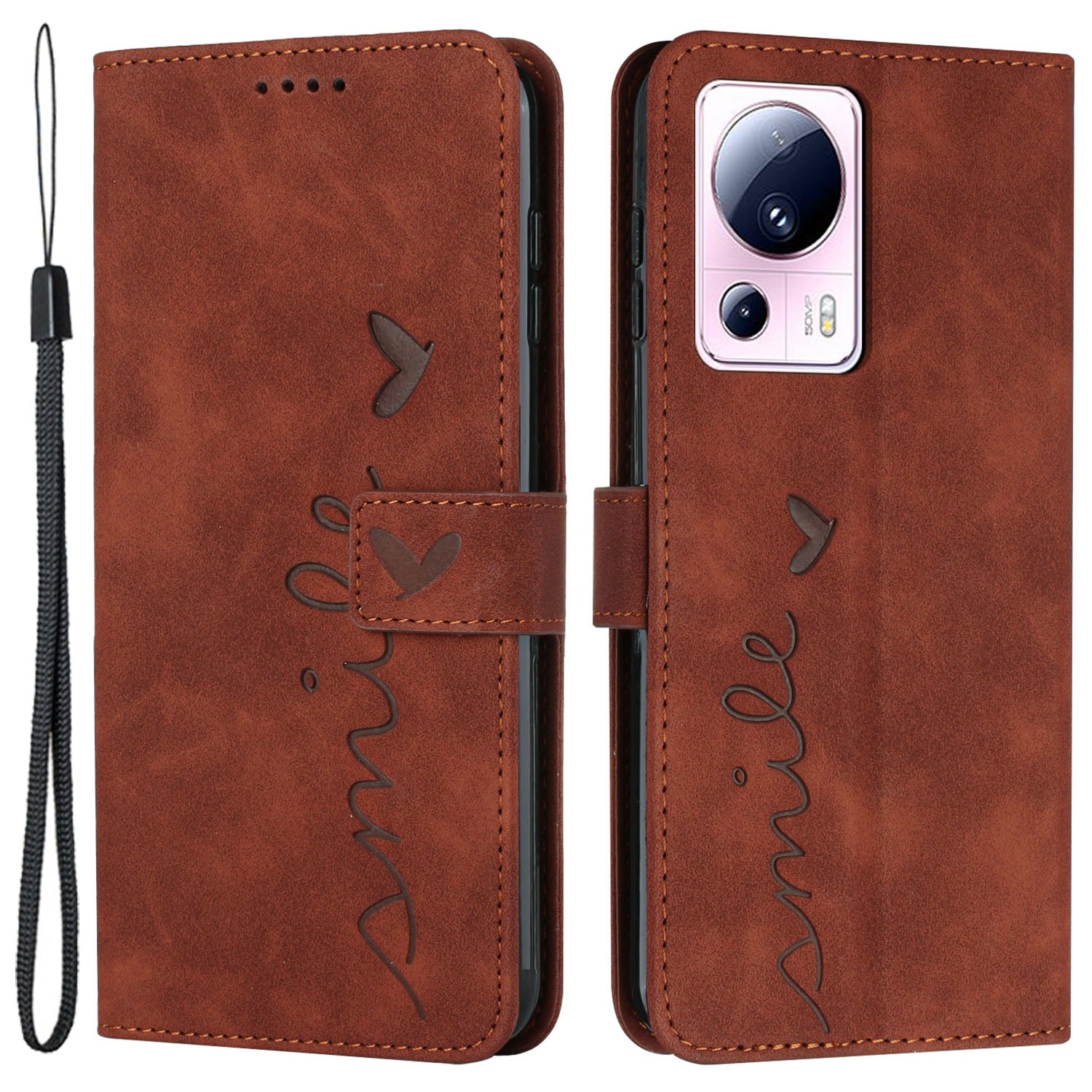For Xiaomi Civi 2 5G / 13 Lite Flip Shell Imprinted Heart Shape PU Leather Phone Wallet Case with Stand