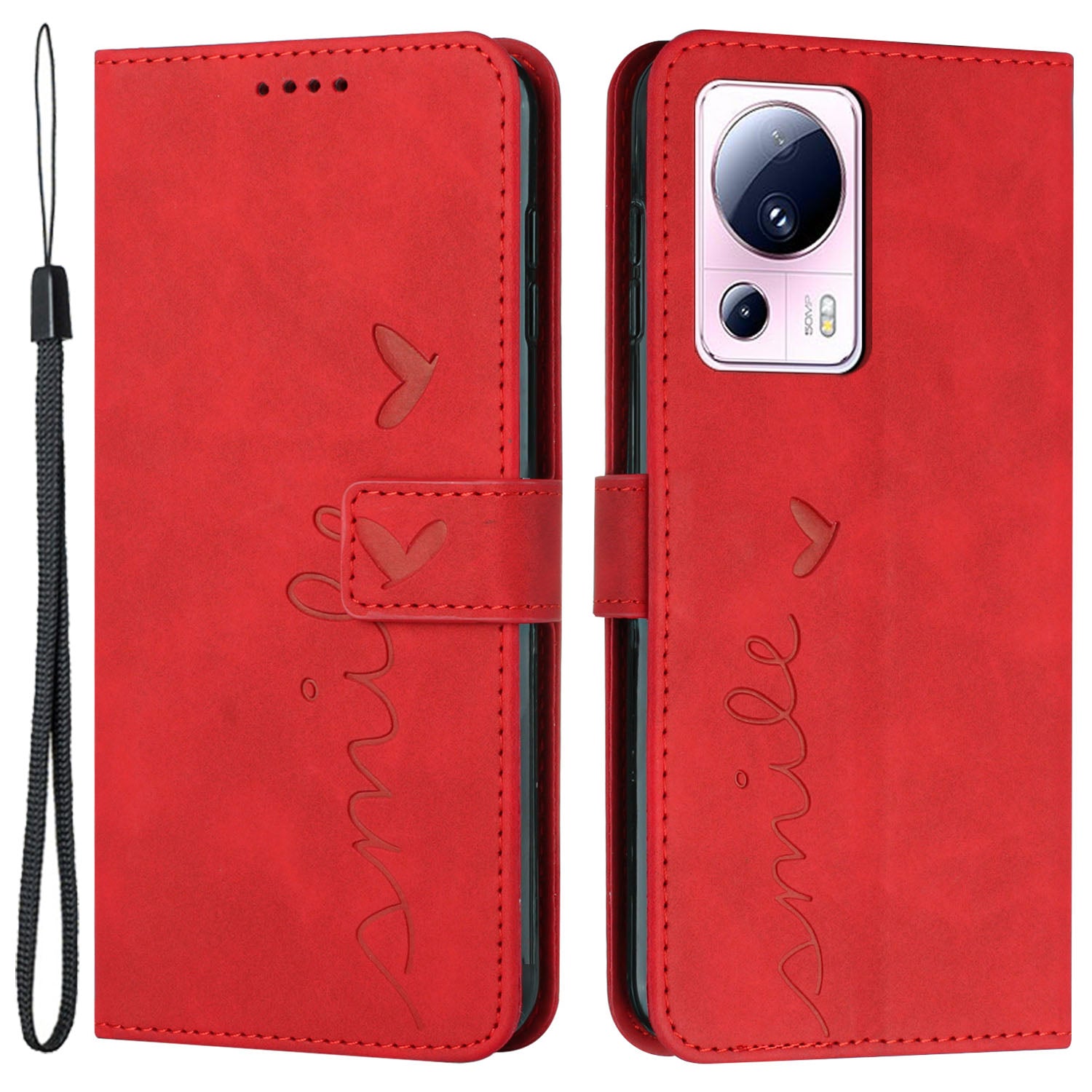 For Xiaomi Civi 2 5G / 13 Lite Flip Shell Imprinted Heart Shape PU Leather Phone Wallet Case with Stand