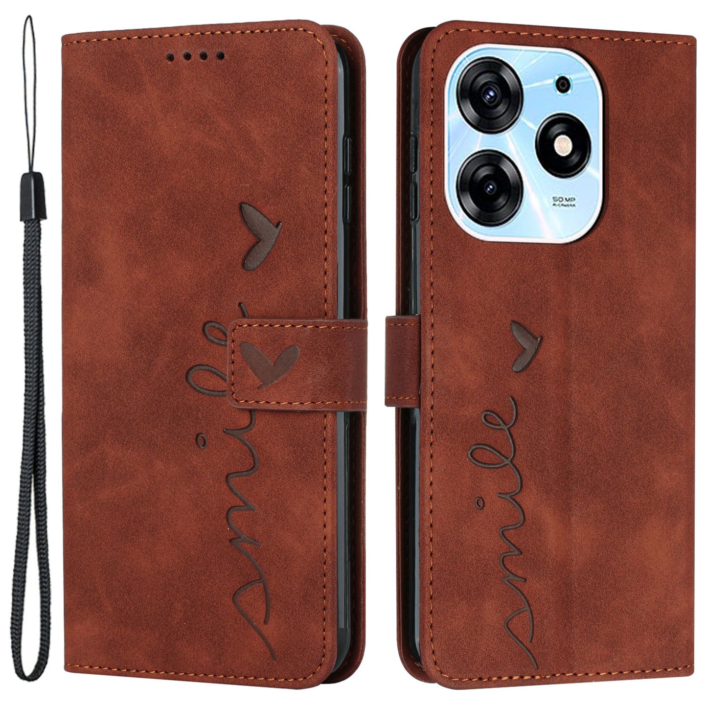 For Tecno Spark 10 Pro Imprinted Heart Shape Shockproof Shell Wallet PU Leather Phone Stand Case