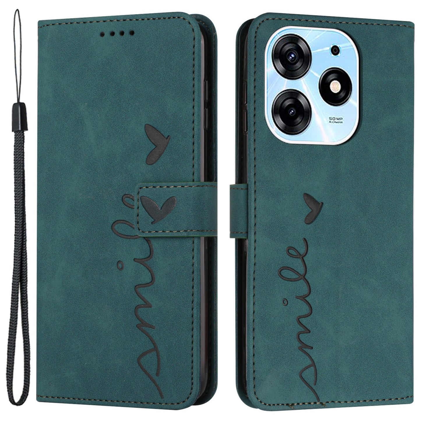 For Tecno Spark 10 Pro Imprinted Heart Shape Shockproof Shell Wallet PU Leather Phone Stand Case