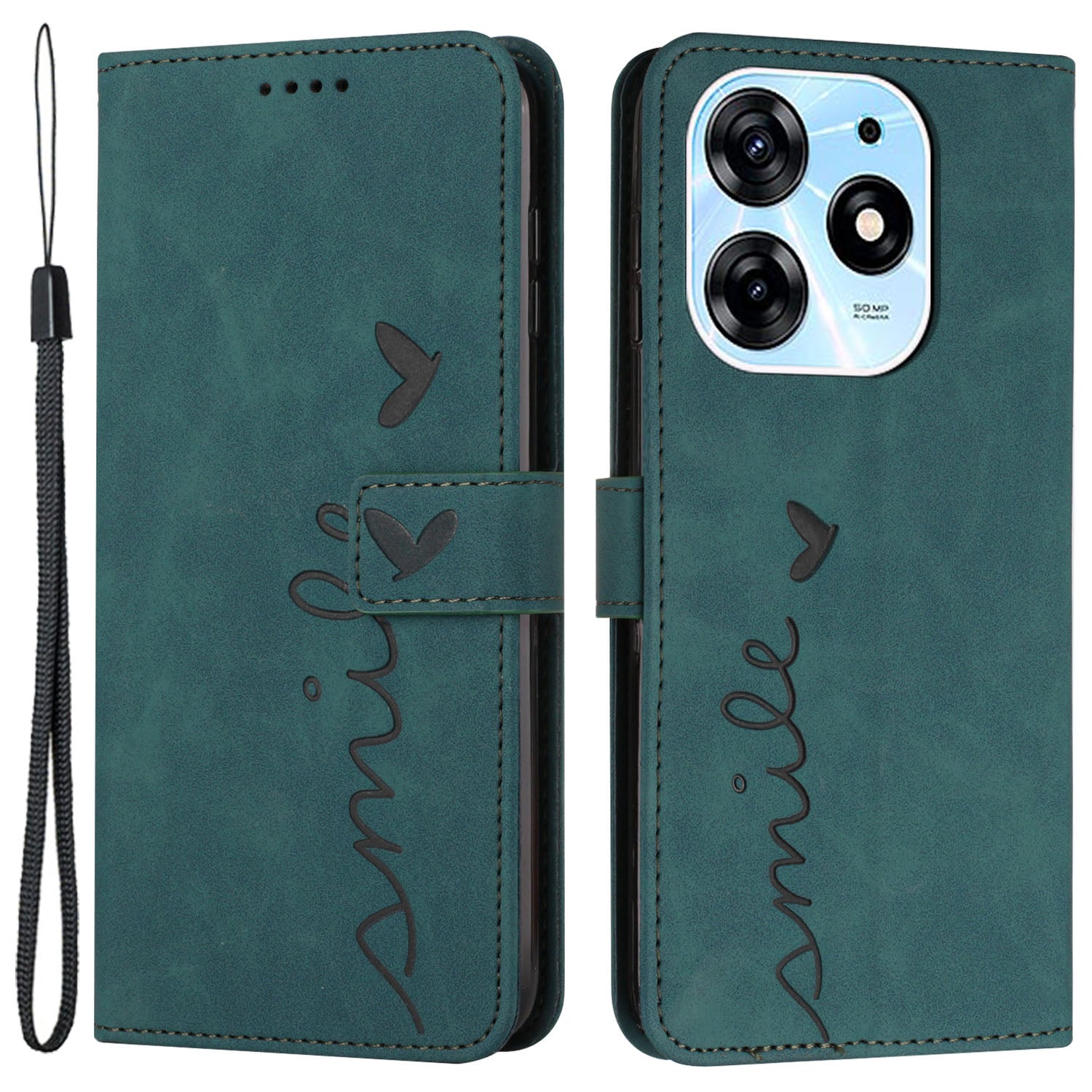 For Tecno Spark 10 Pro Imprinted Heart Shape Shockproof Shell Wallet PU Leather Phone Stand Case
