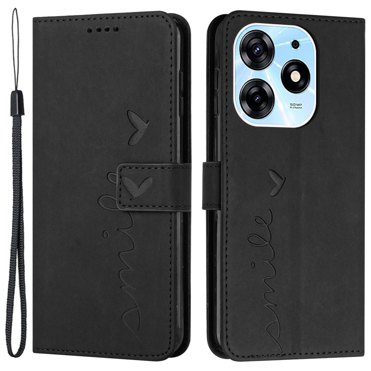 For Tecno Spark 10 Pro Imprinted Heart Shape Shockproof Shell Wallet PU Leather Phone Stand Case